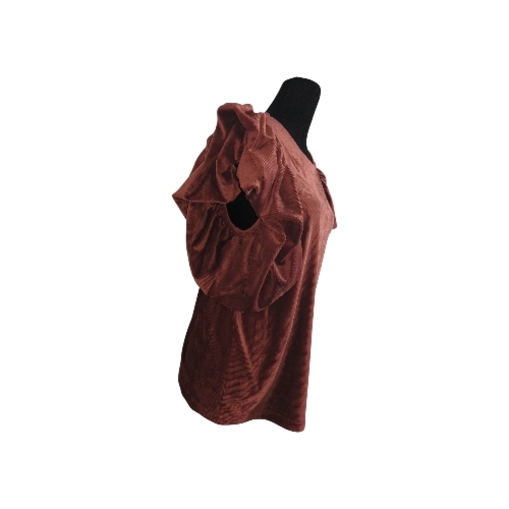 THML Large Rust Cordorouy Puff Sleeve Key Hole Neck Blouse 80's Vibe, Feminine - Picture 4 of 8